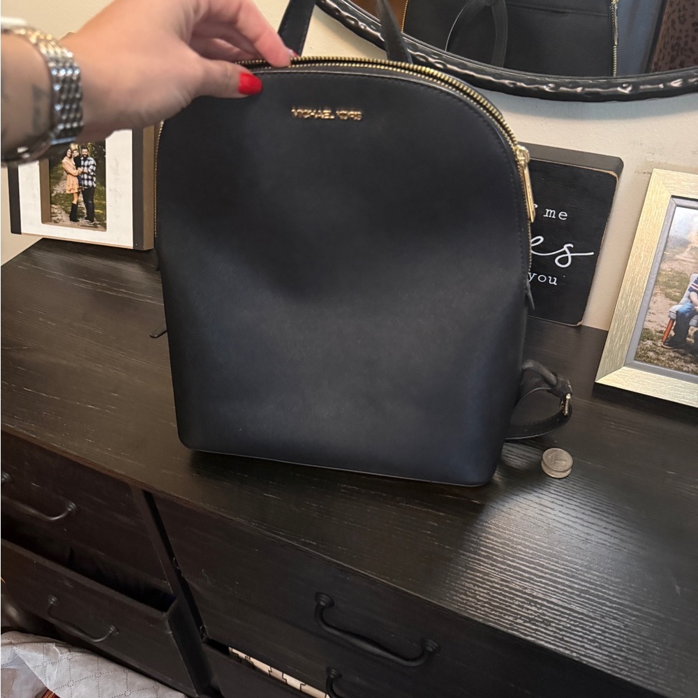 Michael Kors Black Backpack with Gold Zipper